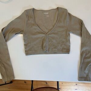 Garage brown/tan long sleeve crop top